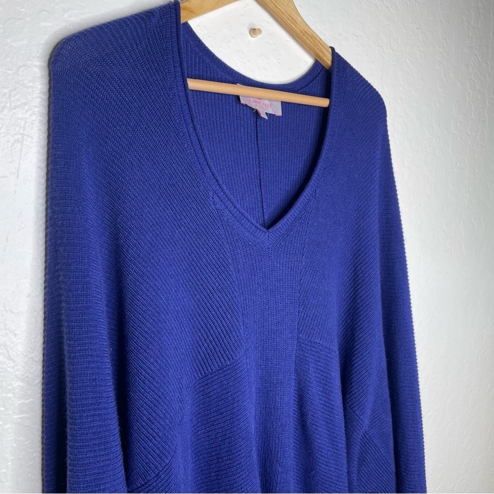 Laurie Felt Women’s Size XL Cashmere Blend V-Neck Sweater Royal Blue Flowy Soft